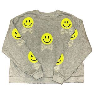 Queen of Sparkles Smiley Skull Embellished Sweatshirt Kids Large